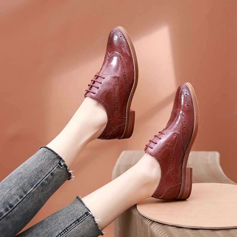 Women&#39;s Leather Summer Platform Sneakers Flat Casual Pink Oxford Shoes Loafers Moccasins Spring Vintage for Woman 2022 Trend New