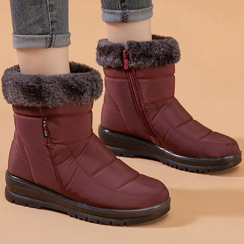 Women Boots Warm Fur Winter Boots For Women 2022 Ankle Boots Snow Botas Mujer Waterproof Winter Shoes Women Soft Heels Bottines