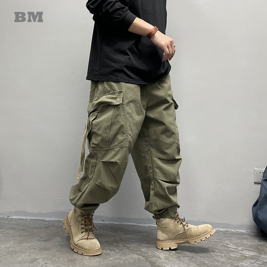 American Streetwear Big Pockets Casual Baggy Cargo Pants Men Clothing Japanese Harajuku Tactical Harem Trousers Techwear Joggers