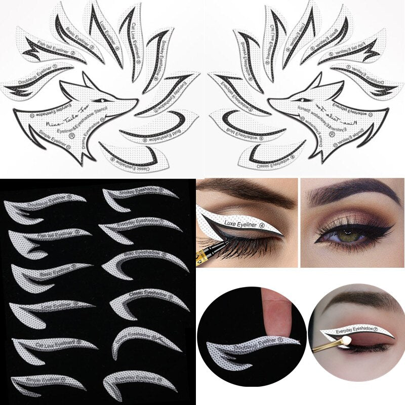 Eye Makeup Stencils Winged Eyeliner Stencil Template Shaping Tools Eyebrows Eye Shadow Makeup Template Tool Stickers Card