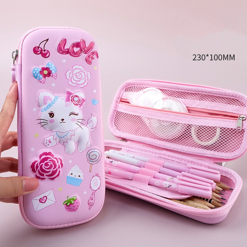 3D EVA unicorn cute pencil case cartoon stationery box girls Color pencil box student pen case school supplies gifts ipad case