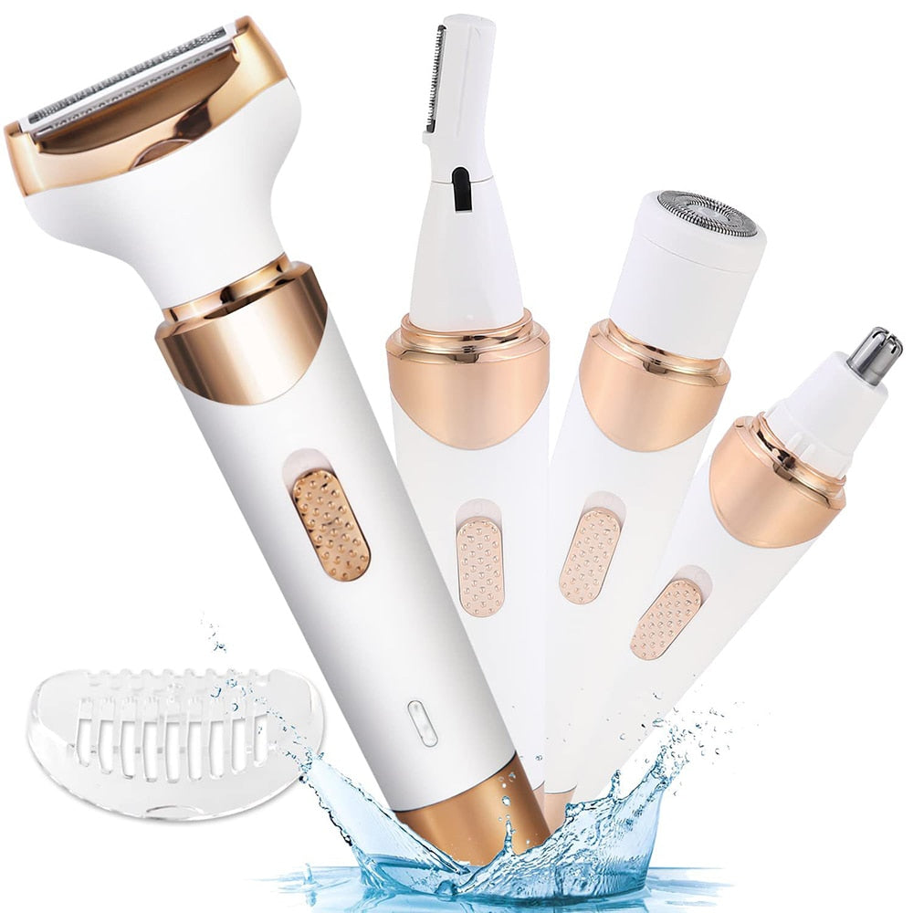 New 4-in-1 Women&#39;s Shaving Device USB Charging Eyebrow Trimming Trimmer Knife Leg Hair Axillary Hair Remover Private Parts Hair