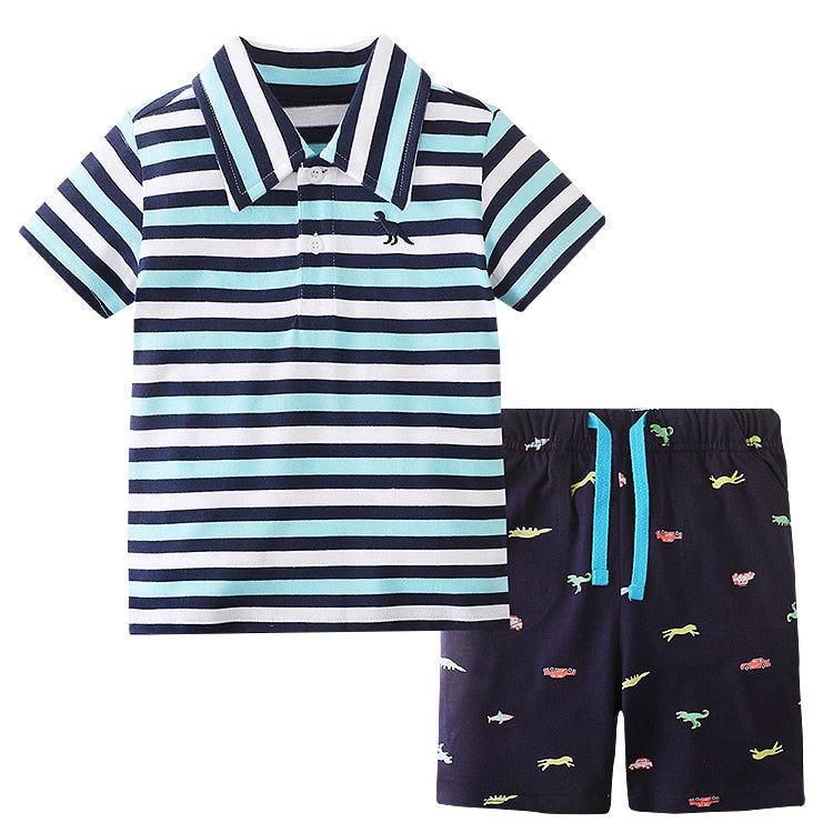 Summer 2022 New Children&#39;s Suit Boys&#39; Short Sleeve T-shirt + Shorts Two-piece Set Summer kids clothing Cotton Children&#39;s Clothes