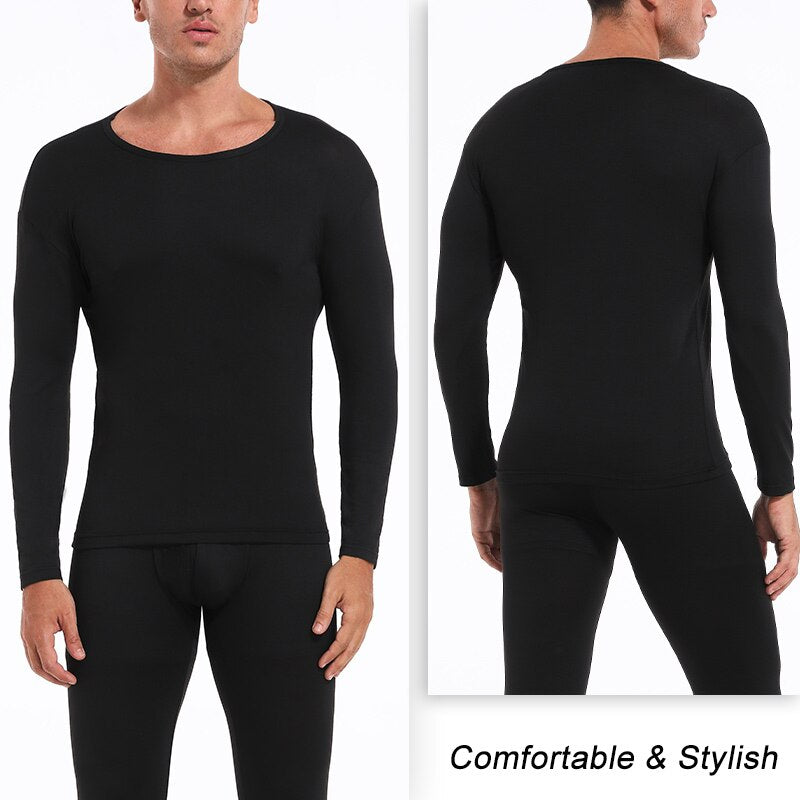 Set of 2 Men&#39;s Premium Thermal Underwear Ultra Soft Long Johns Fleece Lined Warm Base Layer Thermals top and Bottom