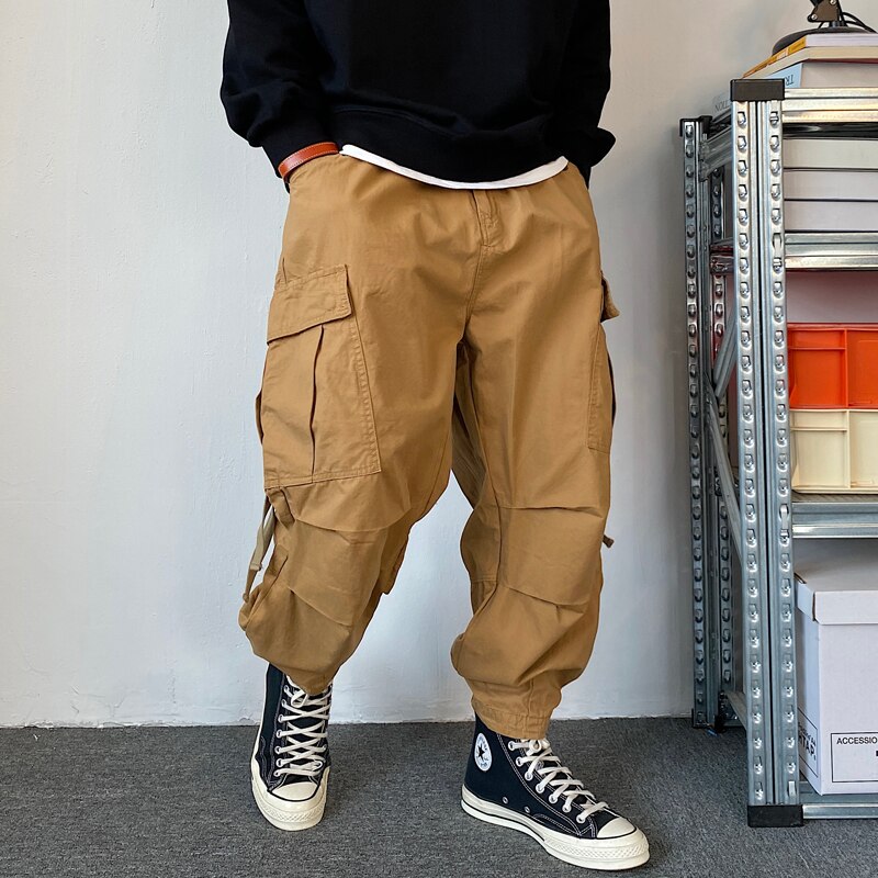 American Hip Hop Loose Cargo Pants Men Clothing Harajuku High Quality Streamers Casual Harem Pants Korean Streetwear Trousers