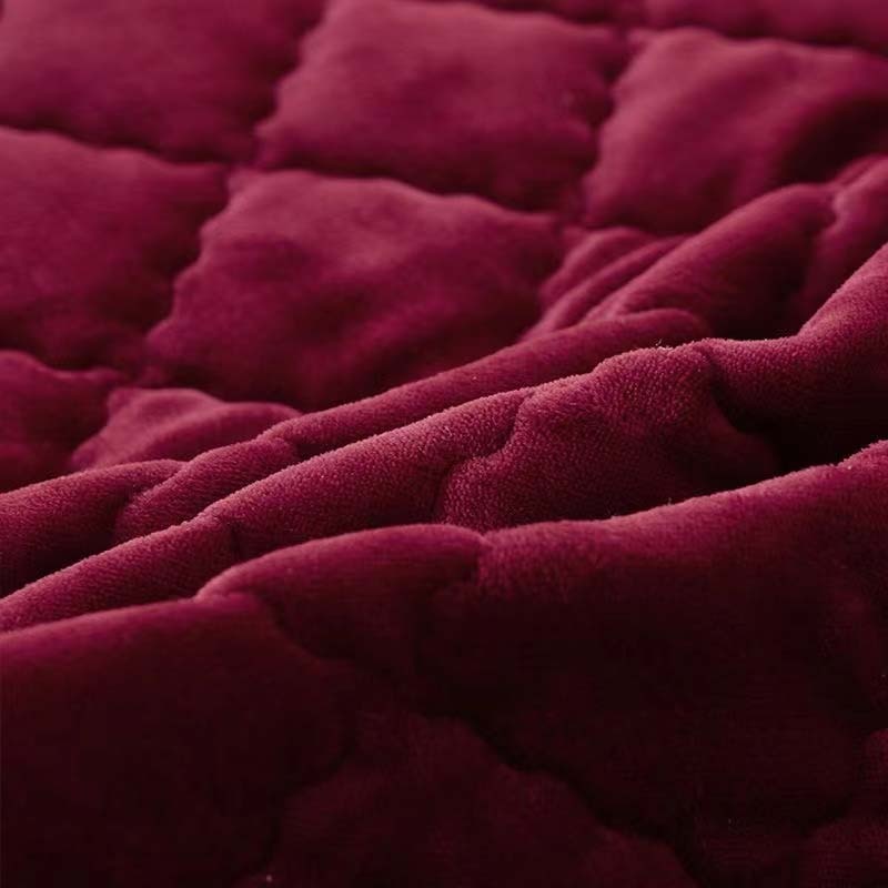 Luxury Winter Quick Warm Velvet Bed Skirt Super Soft Thick Flannel Quilted Bedspread Anti-slip Bed Cover Not Included Pillowcase