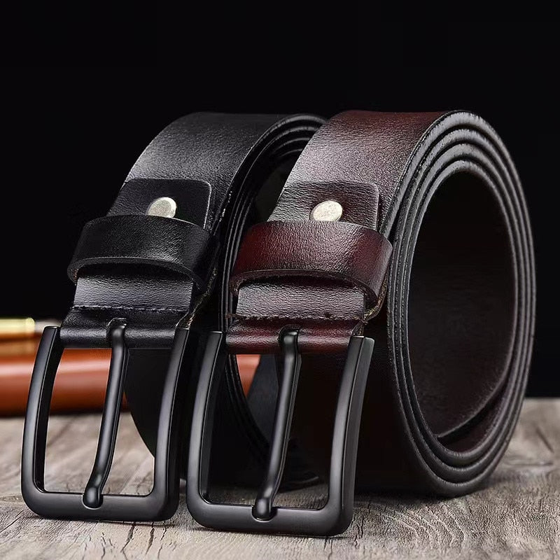 125CM  Whole Cow Genuine Leather Luxury Strap Male Belts For Men Fashion Classice Vintage Pin Buckle Leather Jeans Men Belt