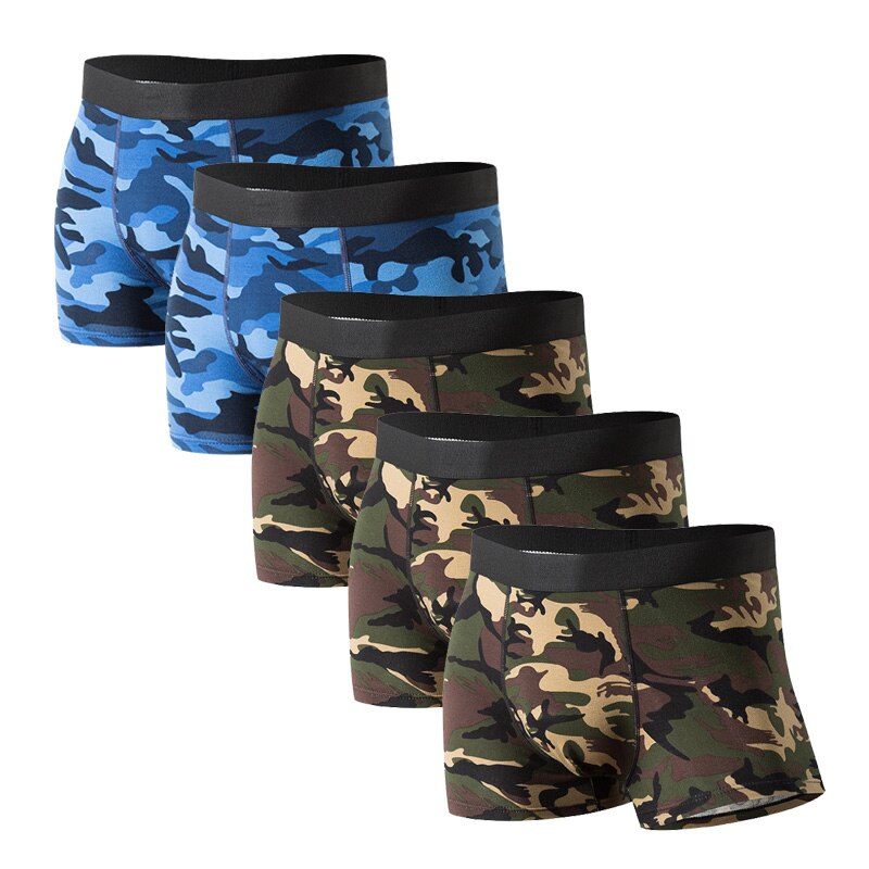 5PCS/ lot Boxer Homme Men Underwear Boxer Man UnderWear Shorts Men Panties Underpants Breathable Camouflage Comfort Cotton