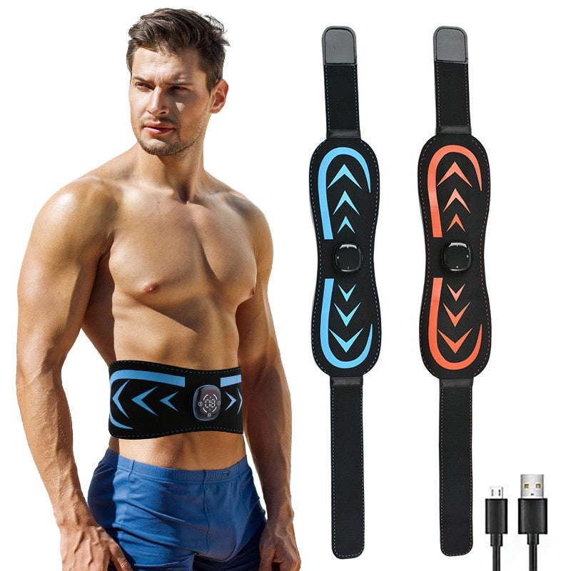 EMS Abdominal Muscle Stimulation Abs Trainer Toning Belt USB Recharge For Waist Belly Weight Loss Fitness Body Shaping Home Gym