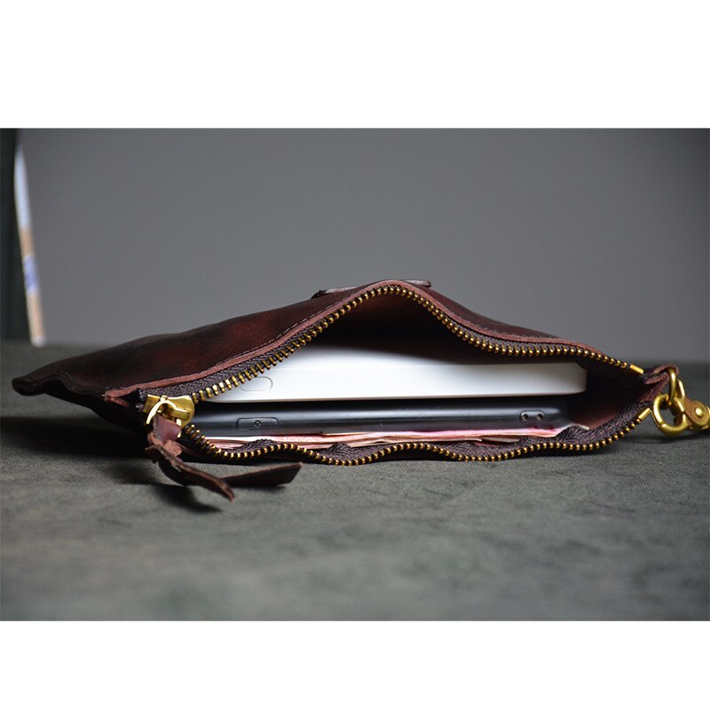 PNDME vintage high quality genuine leather men&#39;s clutch bag outdoor casual luxury natural real cowhide party thin phone wallet