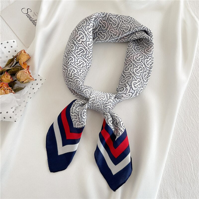 Design Silk Feeling Square Scarf Women Luxury 70cm Shawl Wraps Female Hair Hand  Wrist Foulard Headkerchief Hijab Bandana New