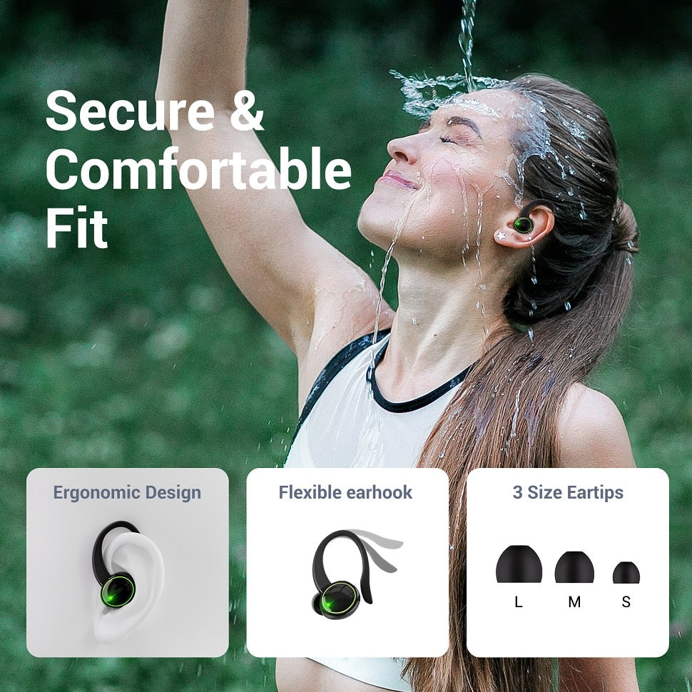 Bluetooth Earphone Outdoor Sports Wireless Headset 5.3 With Charging Bin Power Display Touch Control Headphone Stereo Earbuds