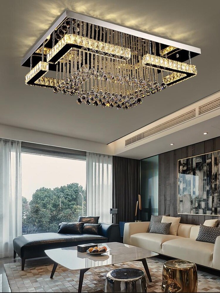 Luxury led fixtures drawing crystal ceiling light living ceiling lamp modern lighting bedroom led crystal lamp remote control