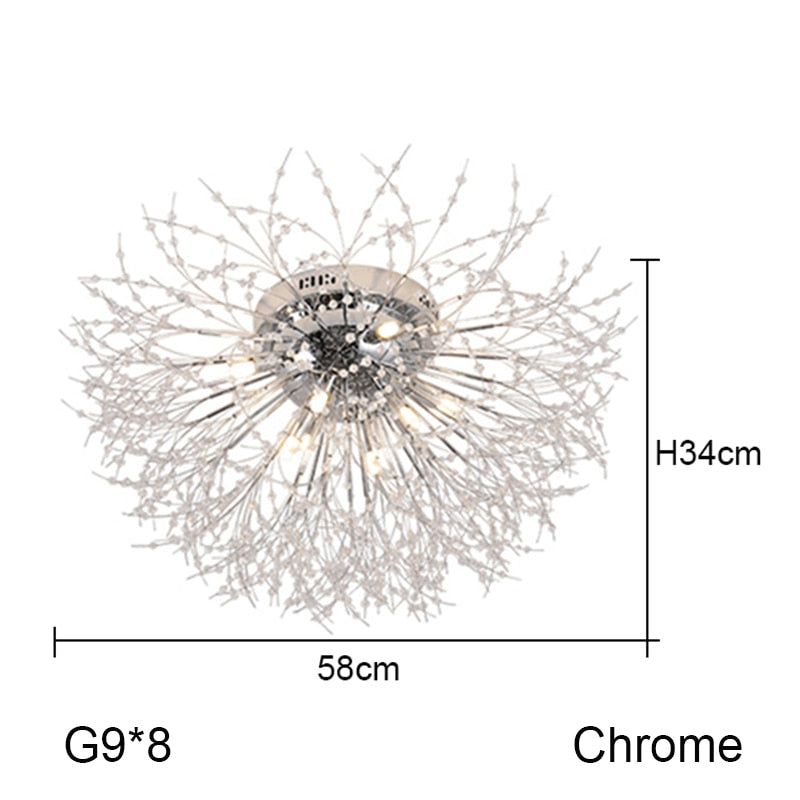 Nordic Minimalist Creative Wrought Iron Dandelion Chandelier Living Room Bedroom Dining Led Indoor Lighting Fixtures