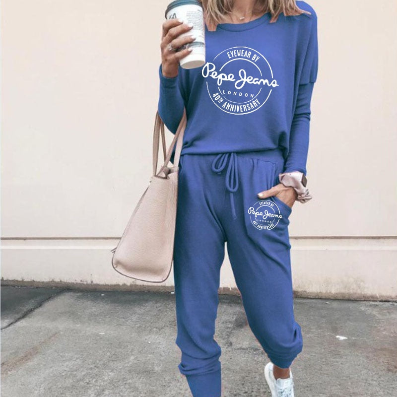 High Quality Women&#39;s Tracksuit Casual Daily Sports Home Wear Woman Shrink Sleeves Sweatshirt +Sweatpants Two-piece Suit(7colors)