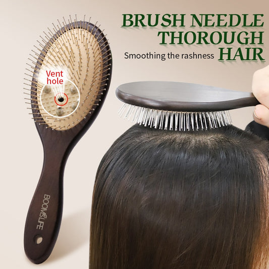 Denman Head Massage Brush Steel Hair Brush Wood Hair Brush With Steel Needle Scalp Airbag Hair brush For Hair Combing