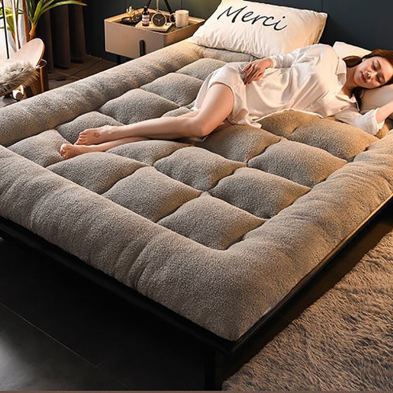 Lamb Velvet Mattress Thickened Cushion Home Tatami Dormitory Single Student Dormitory Bed Cotton Queen Full Size Bed Mattress