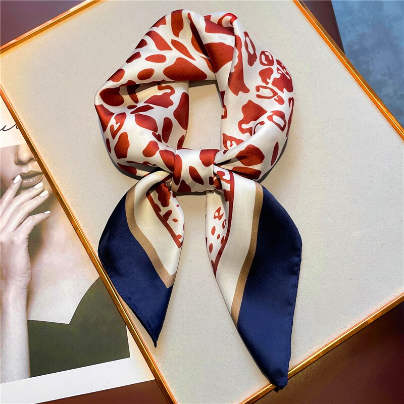 Design Silk Feeling Square Scarf Women Luxury 70cm Shawl Wraps Female Hair Hand  Wrist Foulard Headkerchief Hijab Bandana New