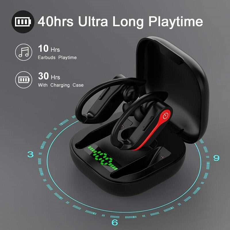 Sport Bluetooth 5.1 Earphones LED Display Wireless Headphones Noise Reduction Earbuds Waterproof Headsets With Mic For All Phone