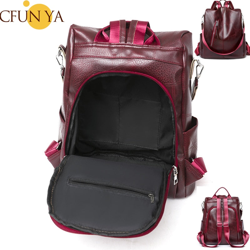 CFUN YA Fall Winter PU Backpack For Women Soft Leather Female Bags Anti-Theft Backpacks Kawaii Handbag Travel Bagpack New рюкзак