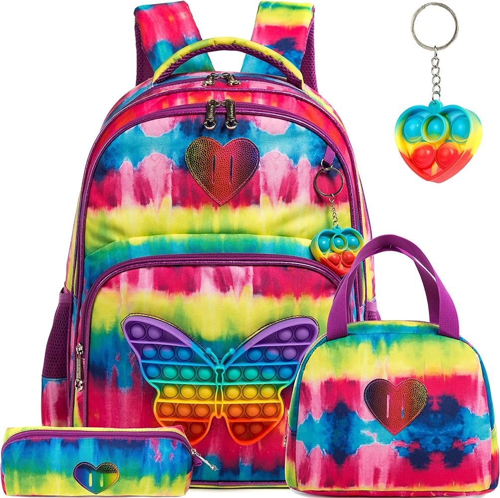Bikab School Bags 3 In 1 Kids Bags for Girls Kawaii Backpack Waterproof Children School Bags for Girl 16&quot; Bags for Girls Set Bag