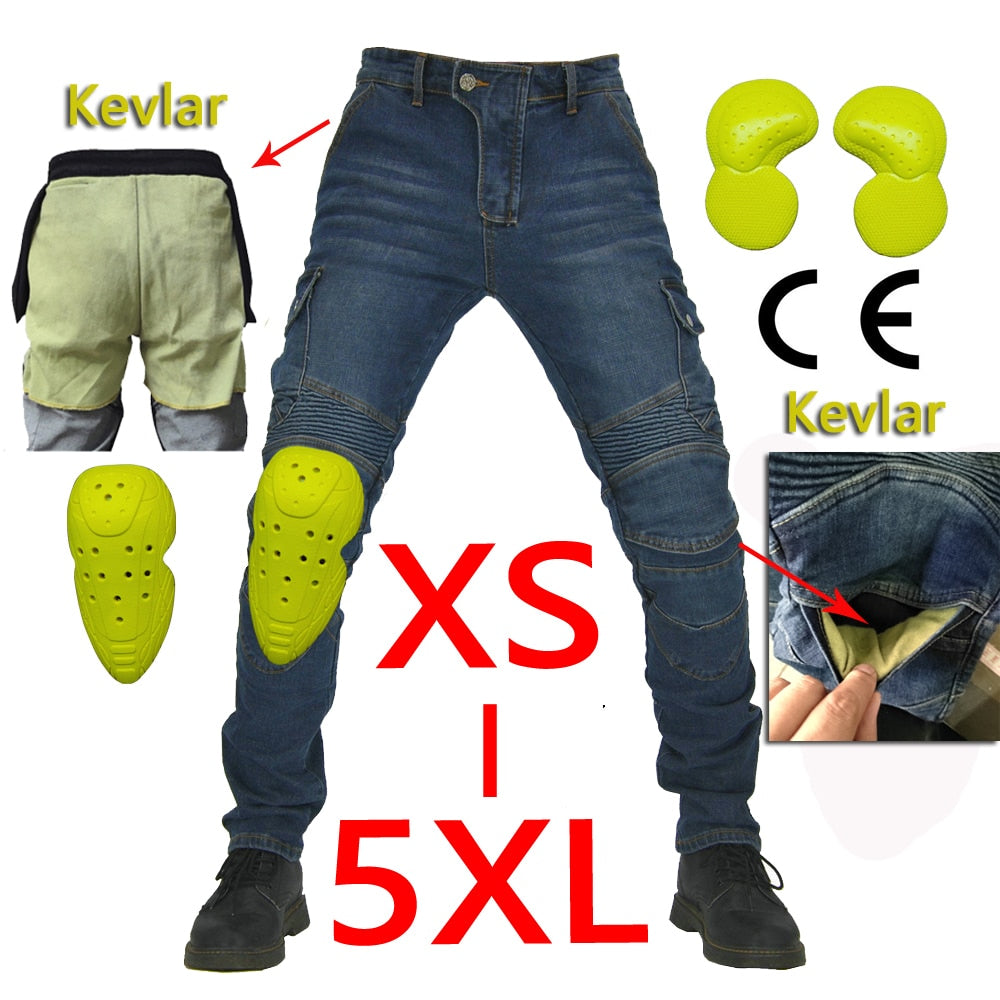 Kevlar Motorcycle Pants Moto Protection Motocross Jeans Rodilleras Moto Jeans Men Motocross Pants Four Seasons Breathable XS 5XL