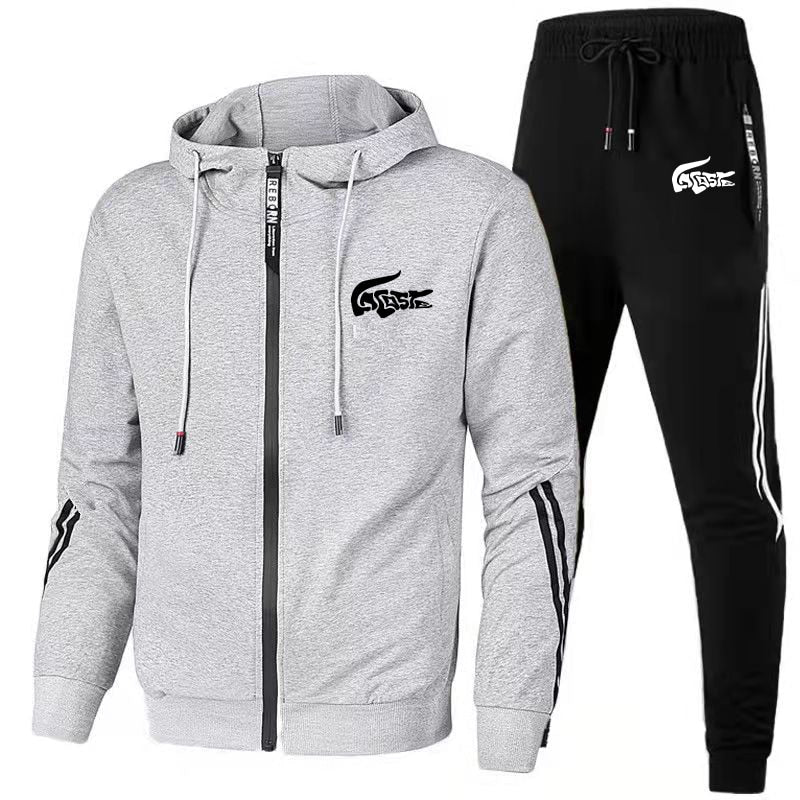 New Men&#39;s Tracksuits Fashion Print Autumn Winter Man Zipper Hoodie + Sweatpants Sets Running Brand Casual High Quality Sport Kit