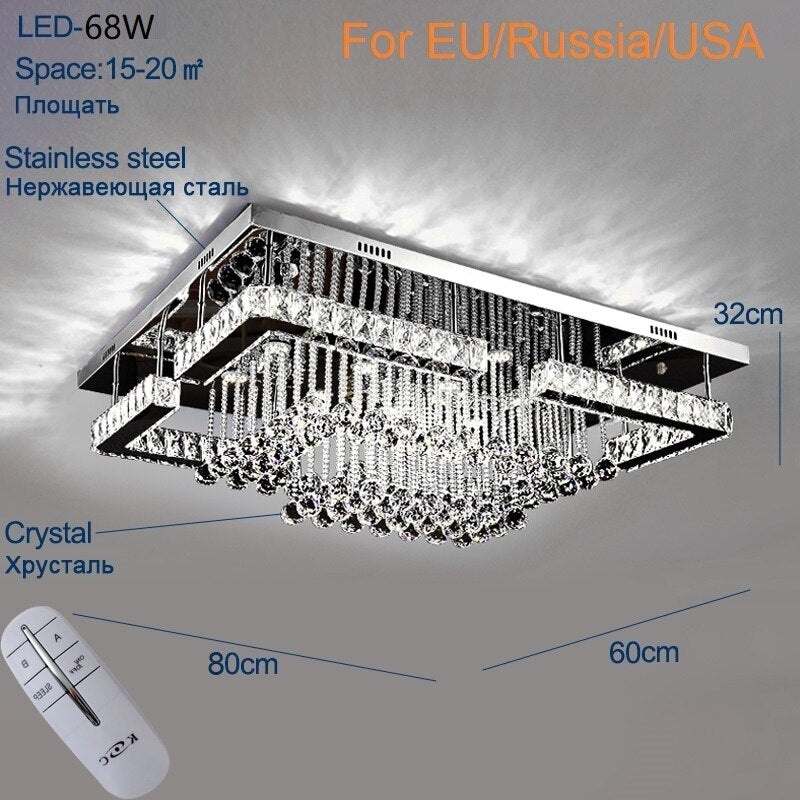 Modern crystal ceiling lights living room luxury silver ceiling light bedroom led Ceiling Lamps dining crystal Fixtures kitchen