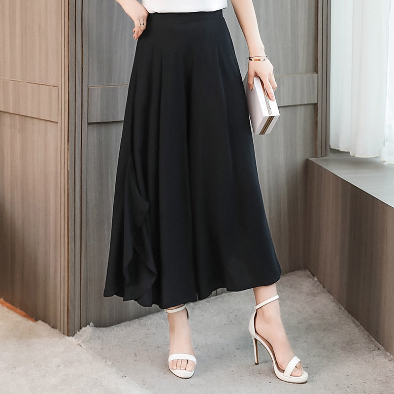 2023 New Summer Wide Leg Pants Women High Quality Loose Bohemian High Waist Skirt Pants Summer Vintage Trousers Women Bottoms