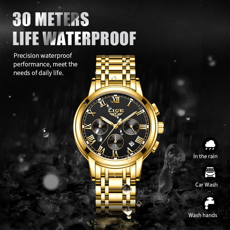 Luxury Gold Metal Wirst Watches Men 2022 Business Dress Quartz Wristwatches Steel Chain Male Clock relogio masculino Men relojes