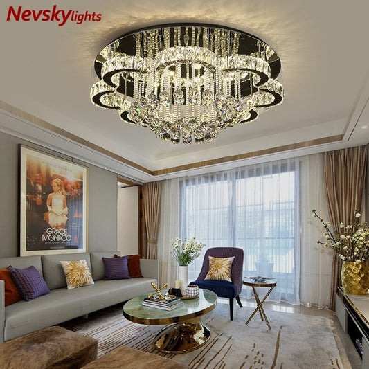 Modern crystal ceiling lights bedroom  luxury silver ceiling light living room led Ceiling Lamps dining crystal Fixtures kitchen