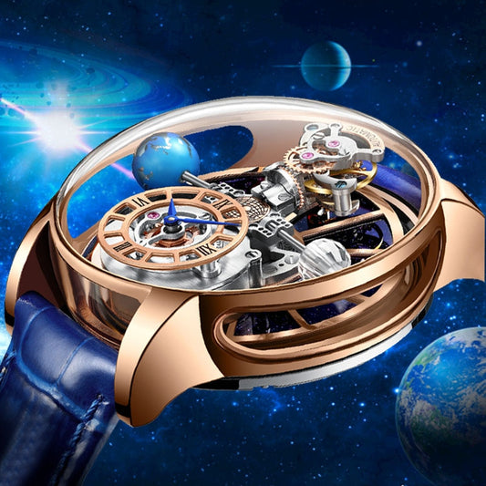 PINDU DESIGN Astronomia Celestial SeriesTourbillon Watch Men The Transparent Design Man Watches Quartz Wristwatch reloj hombre