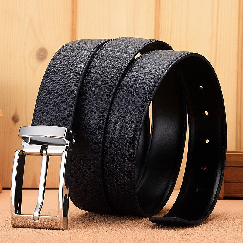 Man Cowskin Leather Belts For Men Jeans Plaid Strap High Quality Luxury Pin Buckle Male Genuine Leather Classic Belt Waistband