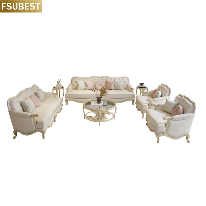 Latest French Louis XV Style Arm Chair Restaurant Fashioned Hand-carved Armchairs Sofa American-style Fabric Sofa Set