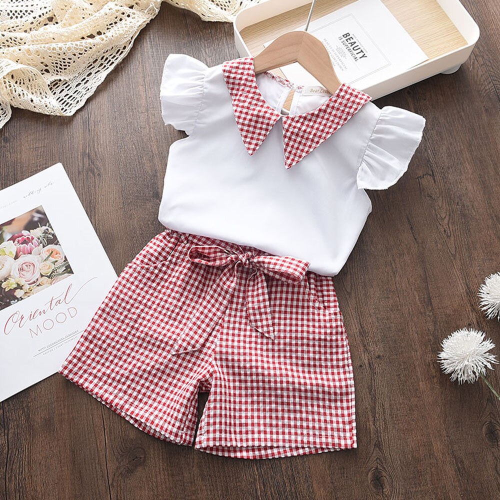 Kids Girls Clothing Sets Summer New Style Brand  Baby Girls Clothes short Sleeve T-Shirt+Pant Dress 2Pcs Children Clothes Suits