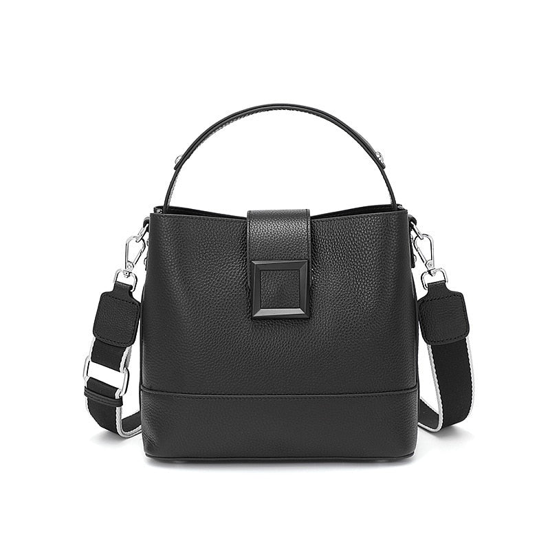 New Fashion Messenger Women&#39;s Top-layer Cowhide Bucket Bag Ladies Versatile Shoulder Bag Genuine Leather Handbags Casual Tote