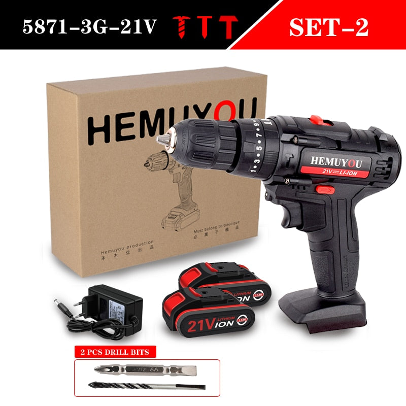 Cordless electric screwdriver mini electric drill cordless lithium ion battery 21v25V variable speed torque power tool