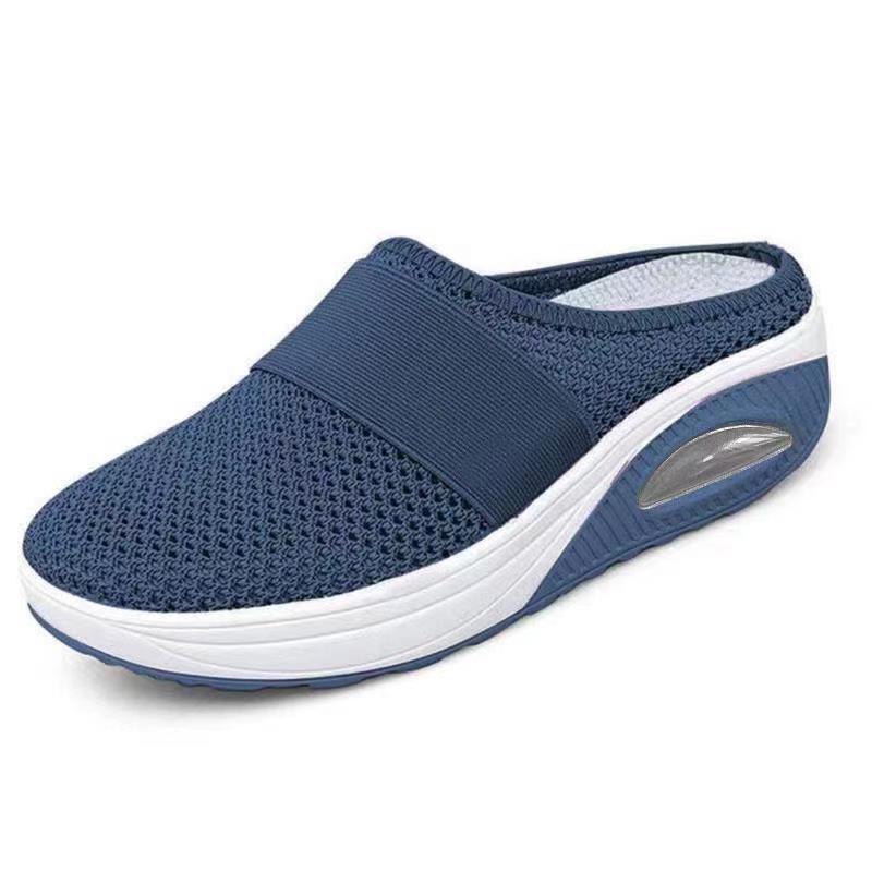 Womens Breathable Walking Slippers Lightweight Air Cushion Slip on Summer Sandals Women Flats Mesh Shoes Female Slides