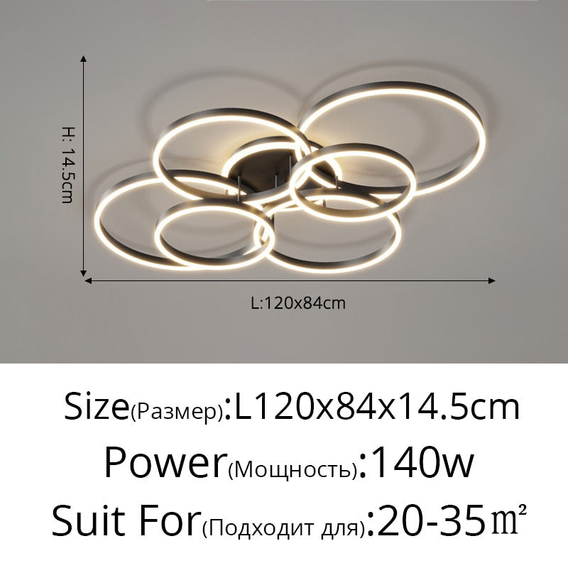 New Modern LED Chandelier Lighting For Living Study Bedroom Lamps Indoor Lighting Round Rings Foyer Lustre Chandeliers Luminaire