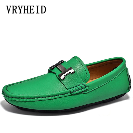 VRYHEID 2023 Men's Penny Loafers Genuine Leather Fashion Moccasin Driving Shoes Casual Slip On Flats Boat Shoes Plus Size 38~49