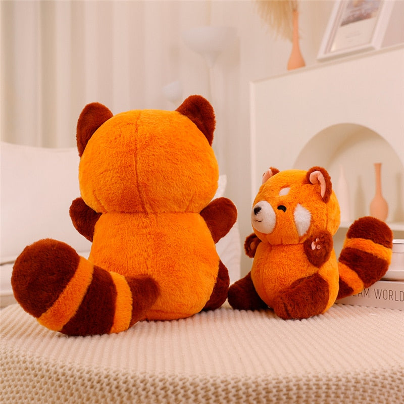 Stuffed Anime Figure Doll Turned Red Panda Plushie Doll Fluffy Hair Red Raccoon Animals Hug Throw Pillow Kids