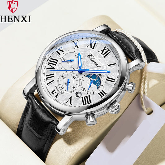 New CHENXI Watches Men Top Brand Luxury Leather Strap Date Quartz Clock Male Waterproof Chronograph Men Watch Business Fashion