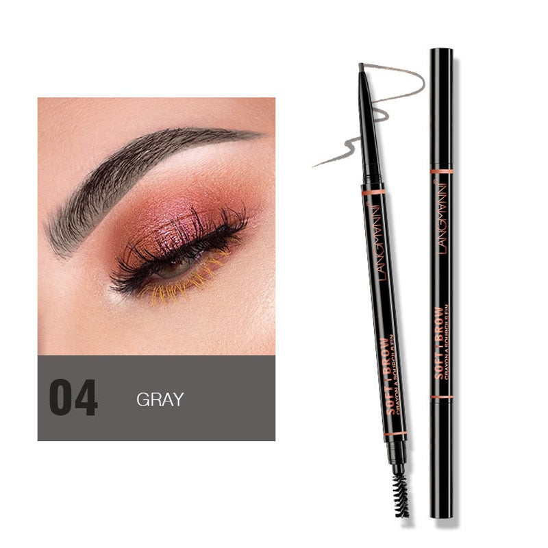 Waterproof Eyebrow Tattoo Pen Brow Enhancer Automatic Rotation Double Head Eye Makeup Natural Long-Lasting