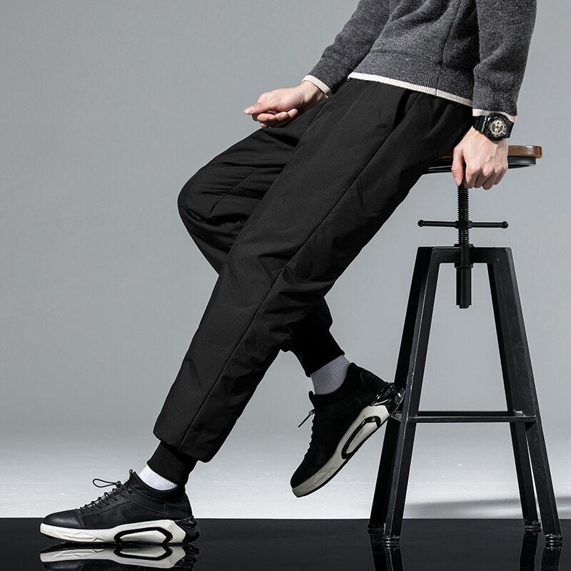 Fashion Down Pants Men 2022 Autumn Winter Thicken Warm Korean Whict Duck Down Trousers Drawstring Elastic Waist Hip Hop Pants