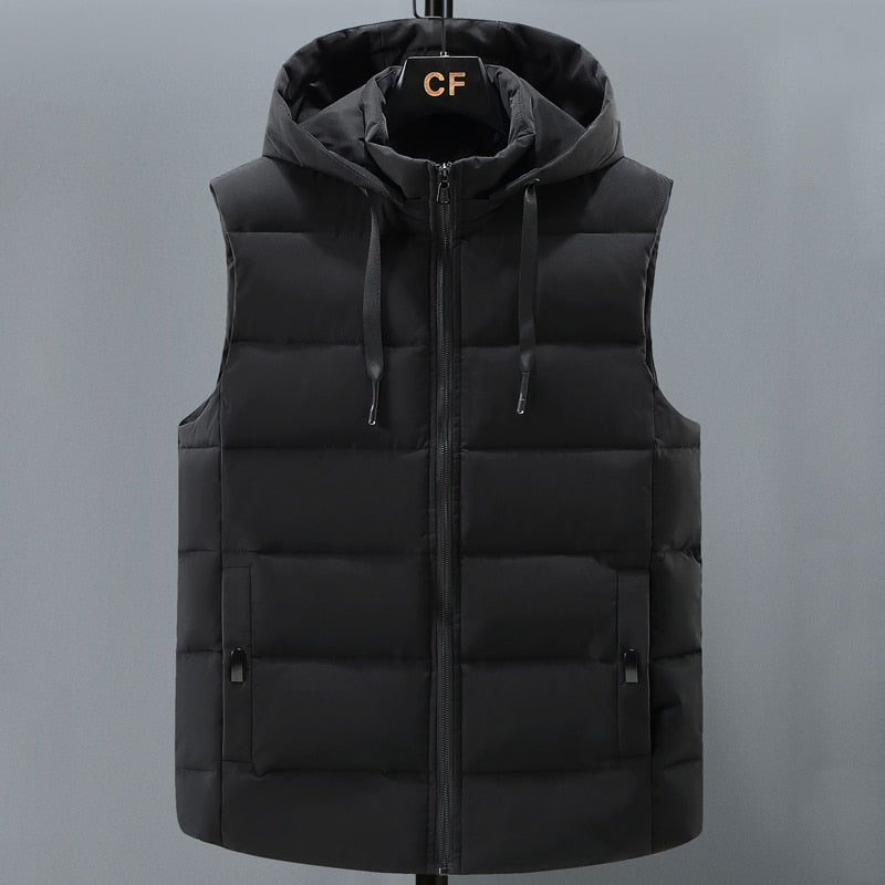 Brand Sleeveless Vest Jacket Men 2022 Autumn Winter Fashion Casual Cotton Padded Coats Male Thick Warm Black Waistcoat