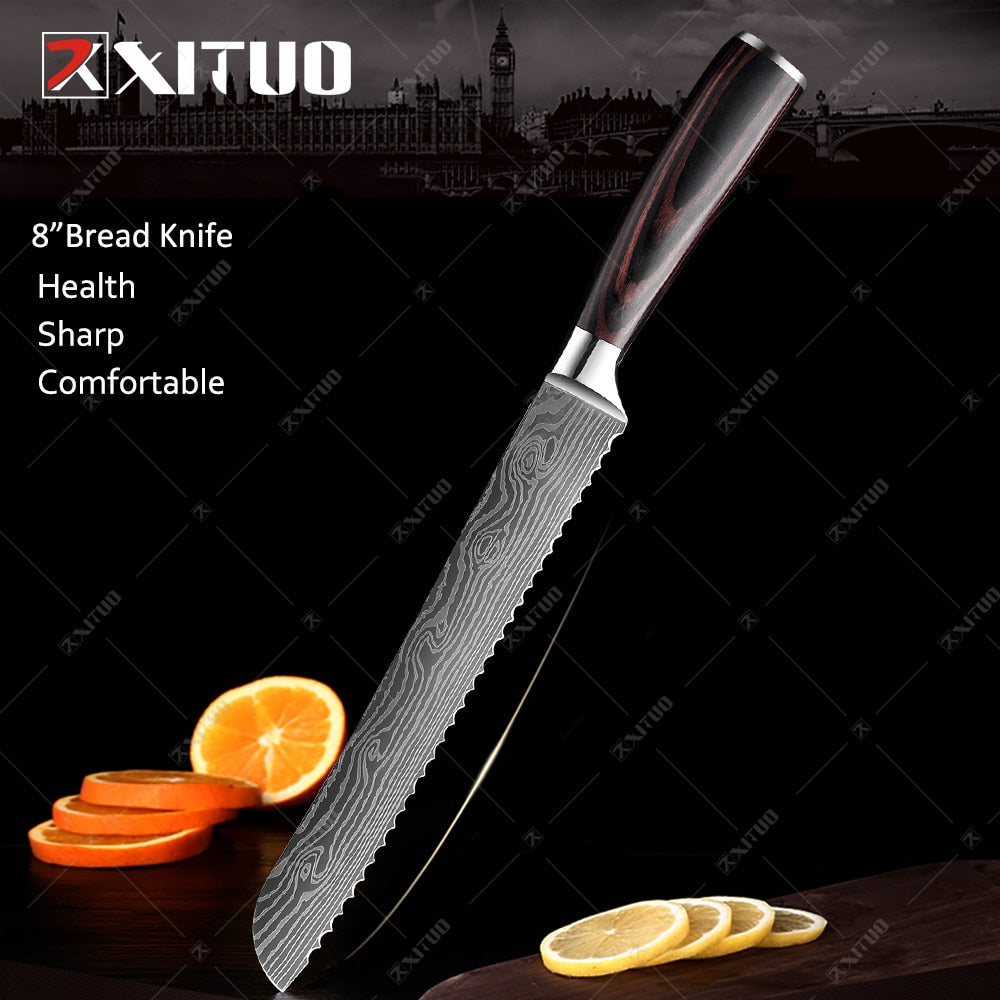 XITUO Kitchen Knives set 1-10PCS Chef knife High Carbon Stainless Steel Santoku knife Sharp Cleaver Slicing Knife Best Choice