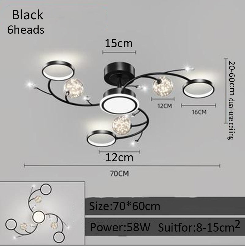 Living Room Modern Chandelier Light Luxury Starry LED Bedroom Ceiling Lamp Nordic Minimalist Restaurant Interior Decoration Lamp