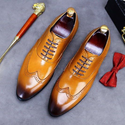 2022 Summer New Patent Leather Men&#39;s Vintage Italian Design Men&#39;s Brock Genuine Leather Dress Shoes Men&#39;s Handmade Wedding Shoes