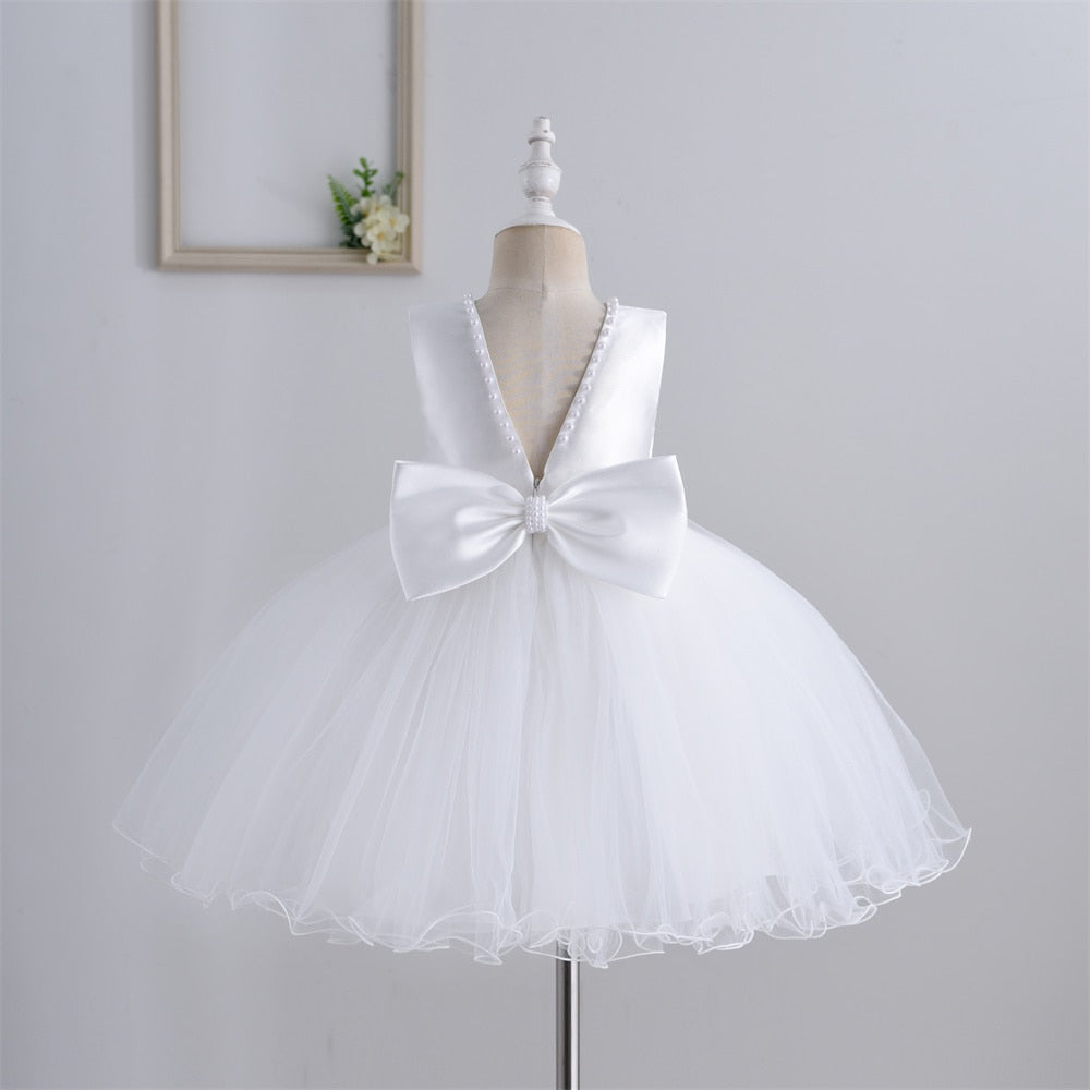 Yoliyolei Girl Dresses Costume Clothes Flower Girl Party Birthday Ball Gown Baby Kids Toddler Children Vestido with two Bowknot