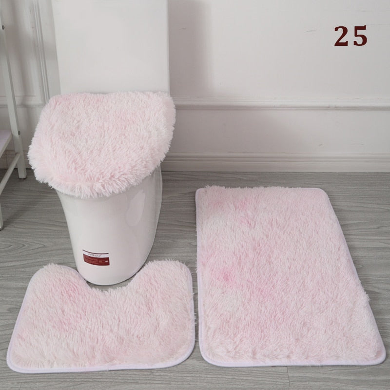 30Styles 3Pcs Plush Toilet Lid Cover Mat Set Anti Slip Anti-static Soft Bathroom Shower Carpets Wear-resistant Floor Rugs